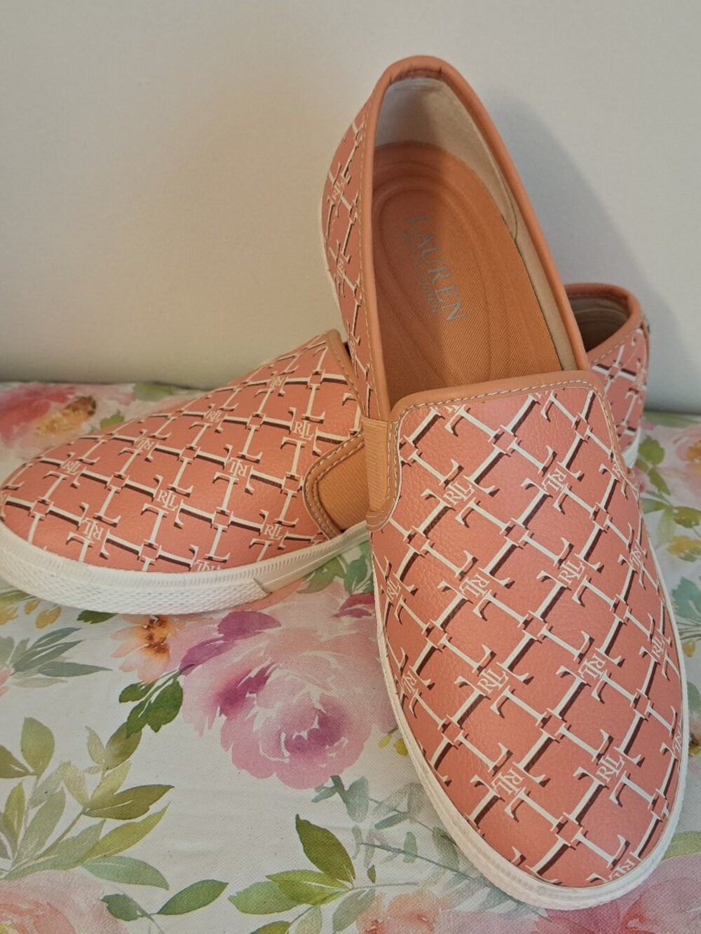 RALPH LAUREN Jinny Logo Slip-On Sneakers - Shell Coral - Women's Size 8.5B - NWB - Picture 5 of 9